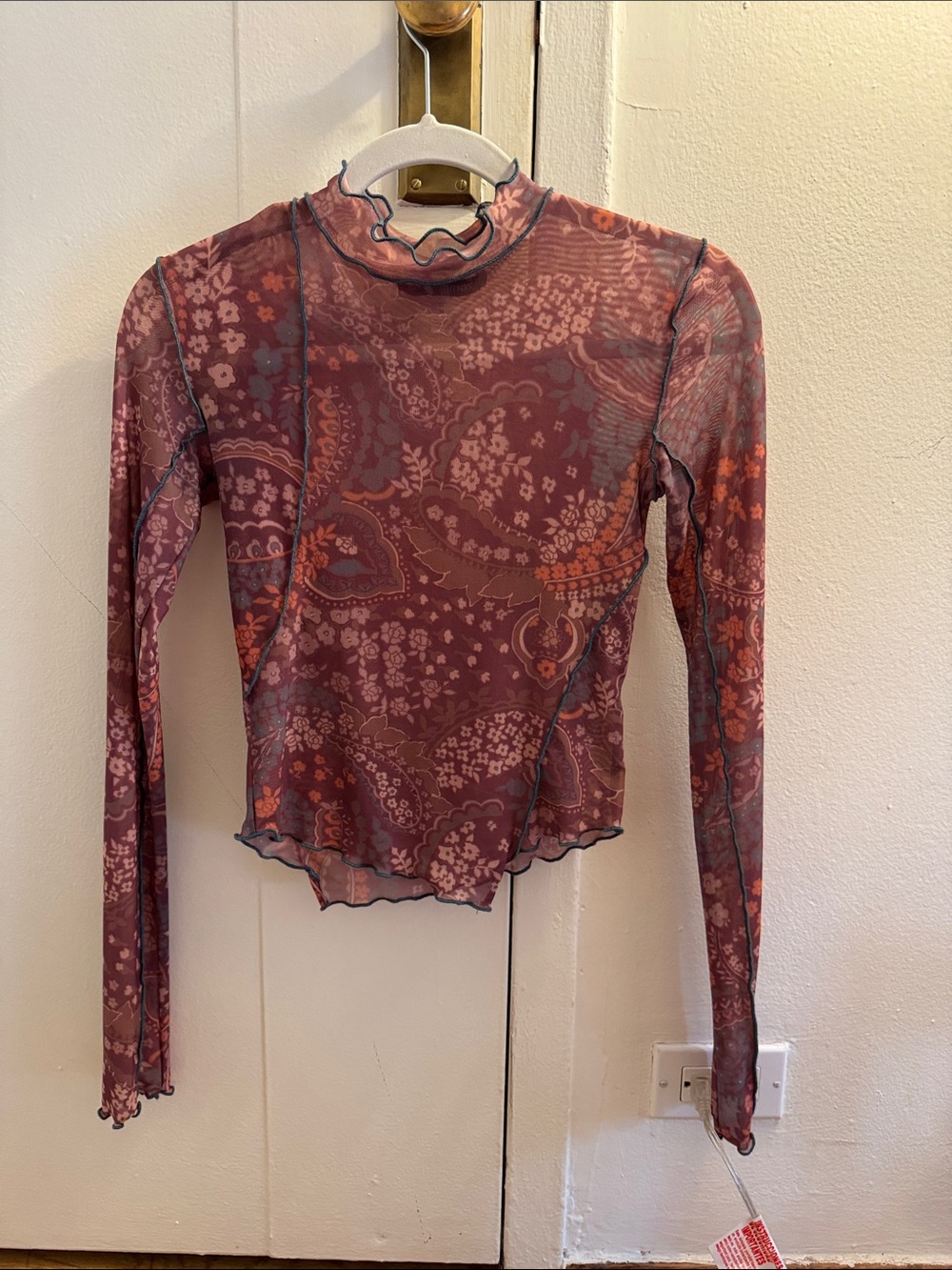 Urban Outfitters Mauve Paisley Mesh Crop Top